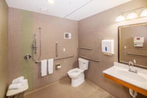 ADA compliant bathroom at the Patewood Post Acute facility
